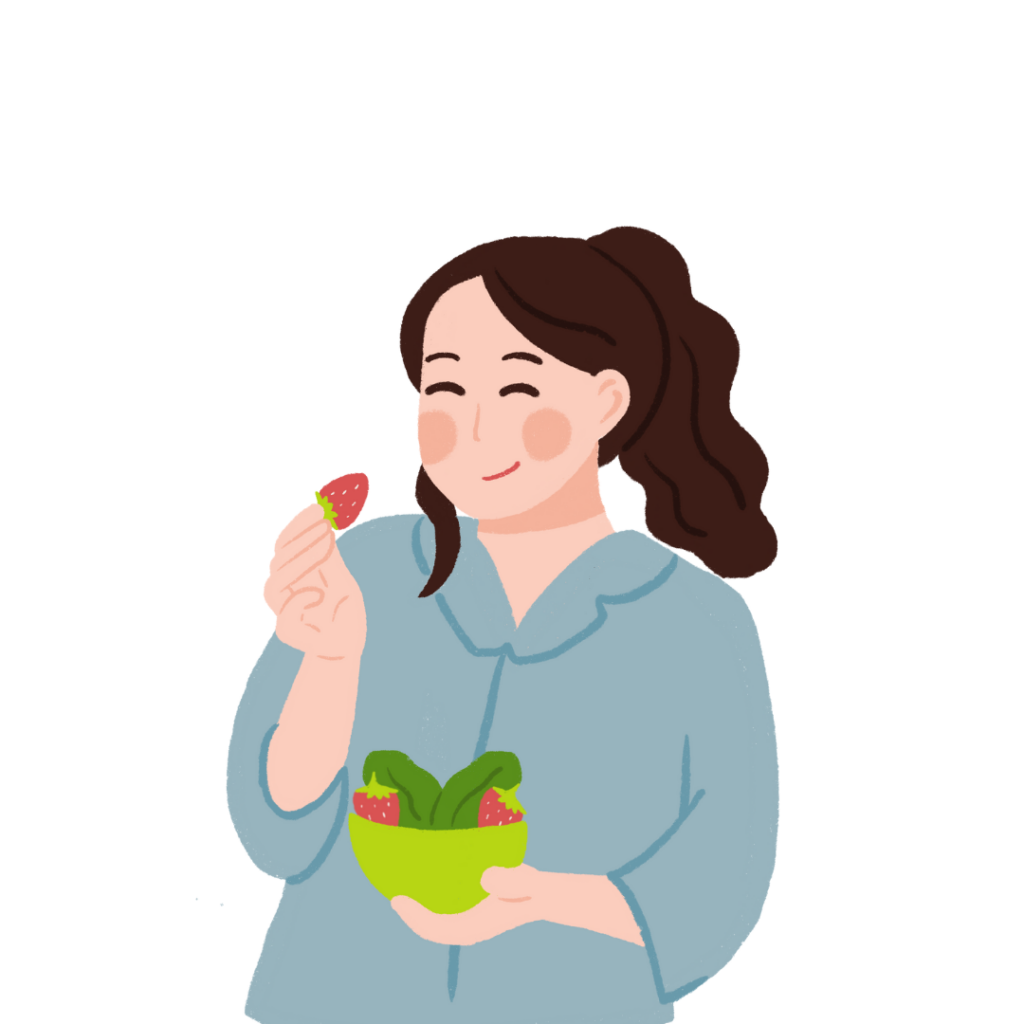 Femme qui a trouvé l'alimentation qui lui convient